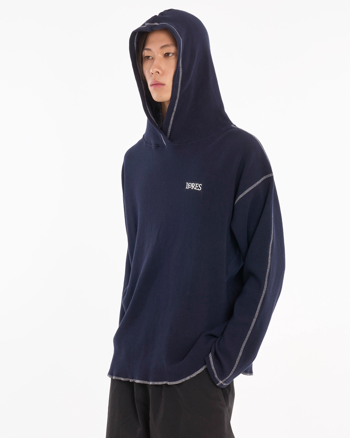 人気 ☆LORES☆ HOODED WAFFLE L/S TEE LORES Hooded Waffle L/S Tee - Grey | International Store